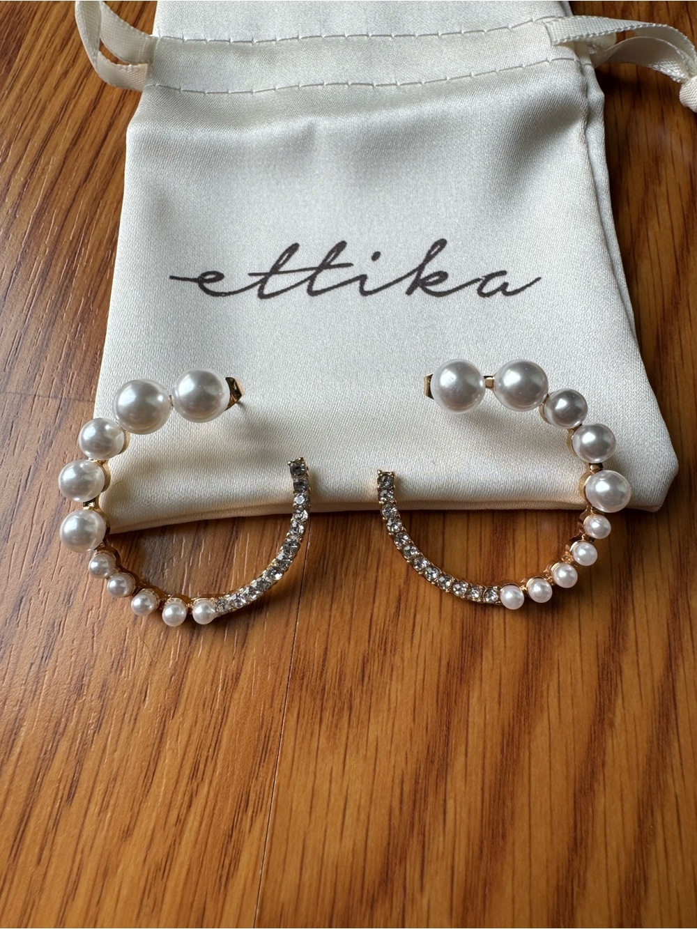 Ettika Gold Hoop Earrings with Pearls and Crystals